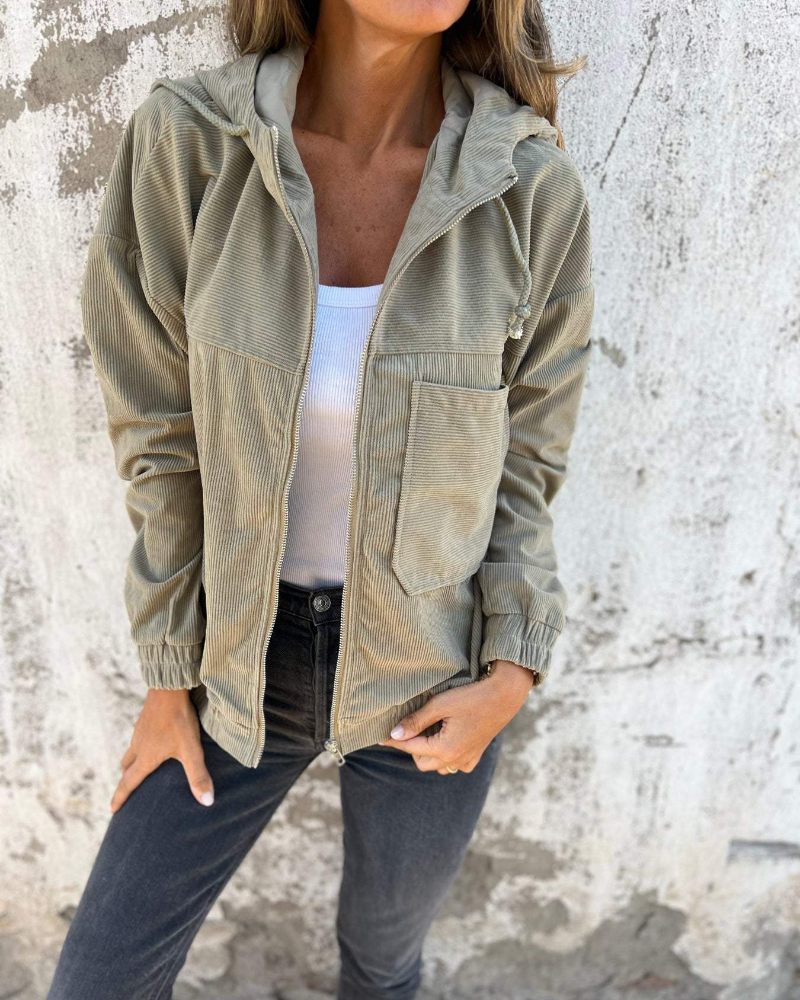 Ella™ | Cord-Kapuzenjacke mit Reißverschluss