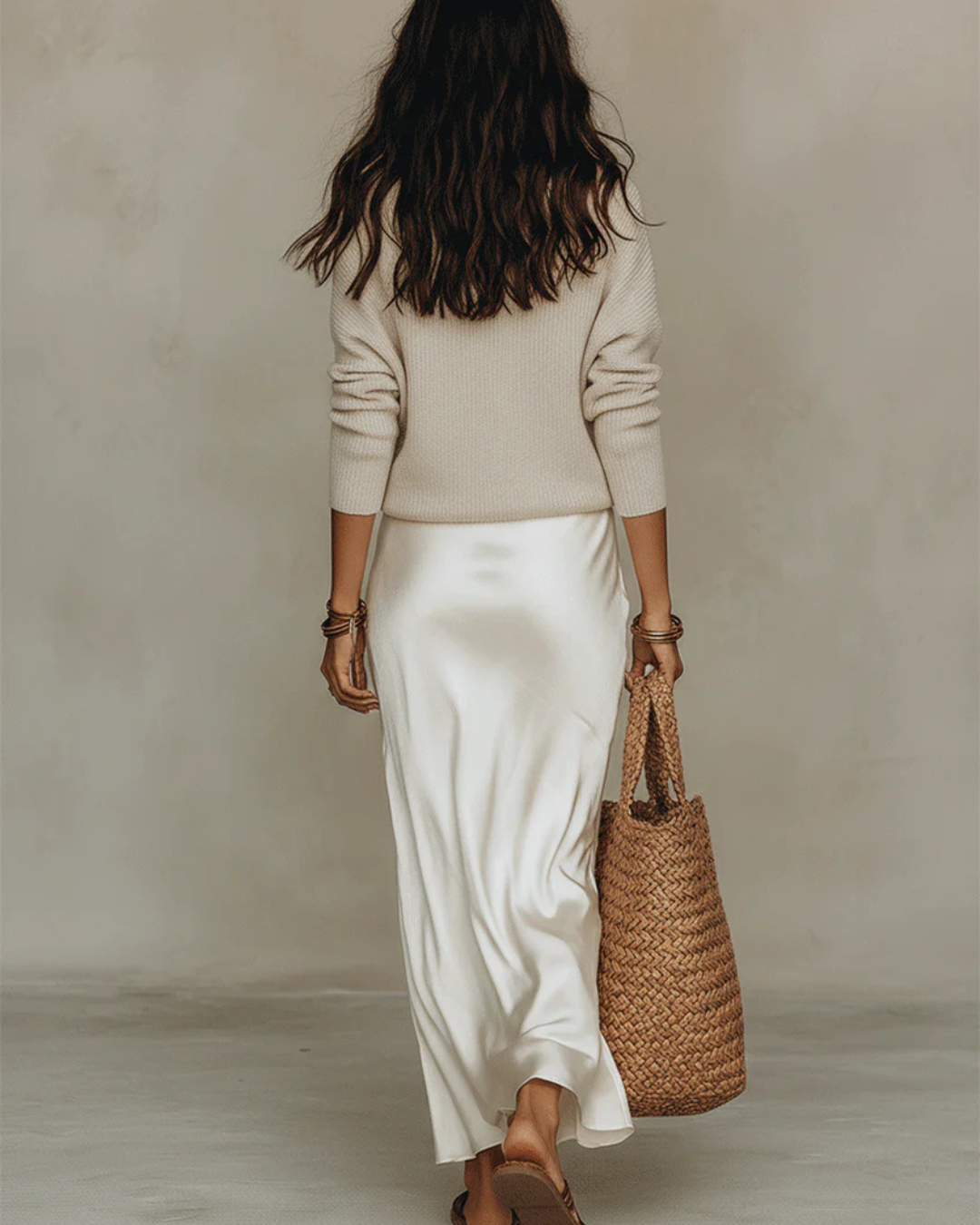 Luna™ | Elegant Satin Midi Set with Sweater